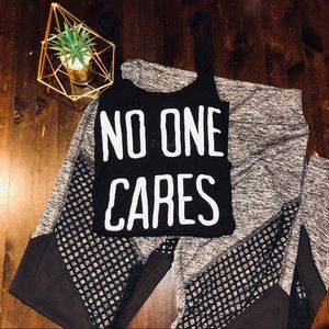 Black “No One Cares” Tank Top